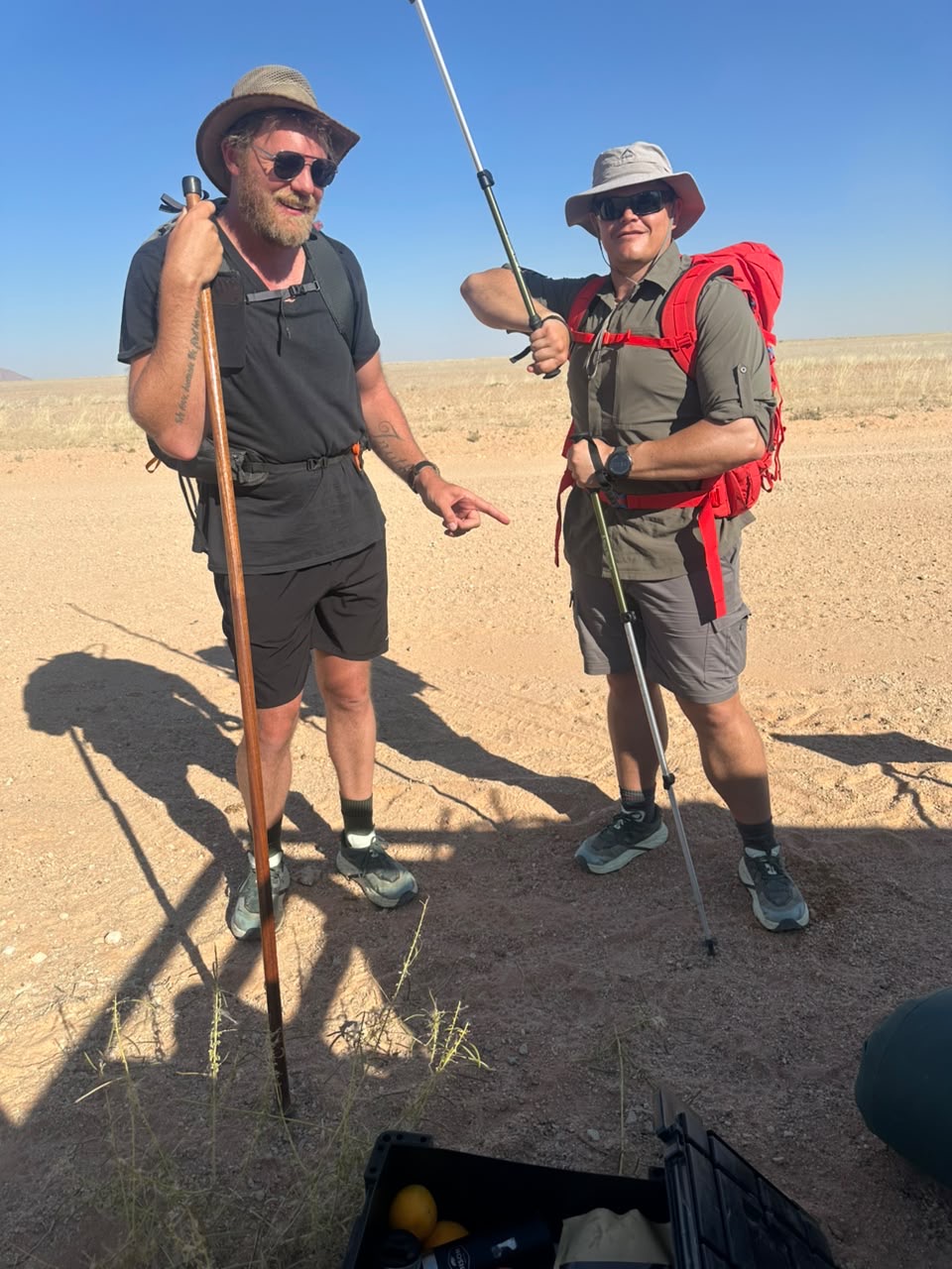 Francois and a companion on an outdoor walk